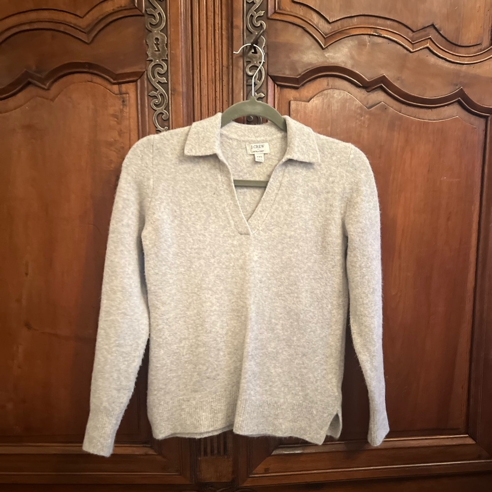J. Crew Soft Gray Collared Sweater